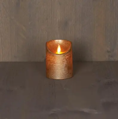 Anna's Collection LED kaars flame effect rustiek 7.5x10cm goud 1 stuks - afbeelding 1