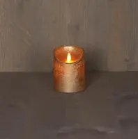 Anna's Collection LED kaars flame effect rustiek 7.5x10cm goud 1 stuks - afbeelding 1