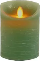 Anna's Collection LED kaars flame effect rustiek 7.5x10cm jade groen 1 stuks - afbeelding 2