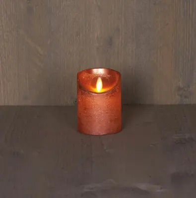 Anna's Collection LED kaars flame effect rustiek 7.5x10cm koper 1 stuks - afbeelding 1