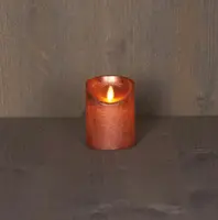 Anna's Collection LED kaars flame effect rustiek 7.5x10cm koper 1 stuks