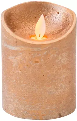 Anna's Collection LED kaars flame effect rustiek 7.5x10cm koper 1 stuks - afbeelding 1