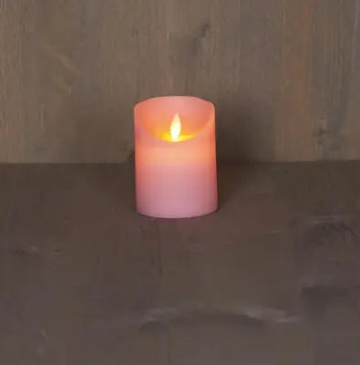 Anna's Collection LED kaars flame effect rustiek 7.5x10cm lichtroze 1 stuks - afbeelding 1