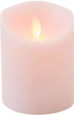 Anna's Collection LED kaars flame effect rustiek 7.5x10cm roze 1 stuks - afbeelding 1