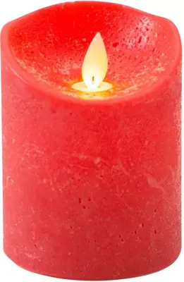 Anna's Collection LED kaars flame effect rustiek 7.5x10cm rood 1 stuks - afbeelding 2