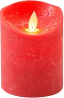 Anna's Collection LED kaars flame effect rustiek 7.5x10cm rood 1 stuks - afbeelding 2