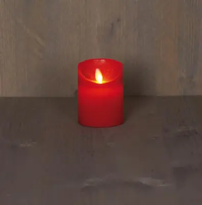 Anna's Collection LED kaars flame effect rustiek 7.5x10cm rood 1 stuks - afbeelding 1