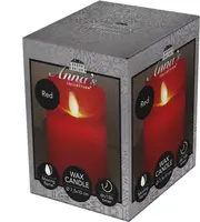 Anna's Collection LED kaars flame effect rustiek 7.5x10cm rood 1 stuks - afbeelding 1
