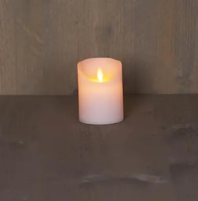 Anna's Collection LED kaars flame effect rustiek 7.5x10cm wit 1 stuks - afbeelding 1