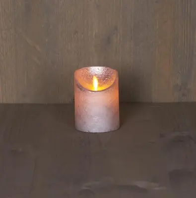 Anna's Collection LED kaars flame effect rustiek 7.5x10cm zilver 1 stuks - afbeelding 1