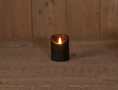Anna's Collection LED kaars flame effect rustiek 7.5x10cm zwart 1 stuks - afbeelding 1
