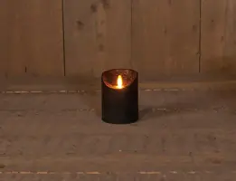 Anna's Collection LED kaars flame effect rustiek 7.5x10cm zwart 1 stuks - afbeelding 1