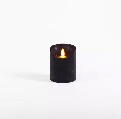 Anna's Collection LED kaars flame effect rustiek 7.5x10cm zwart 1 stuks - afbeelding 1