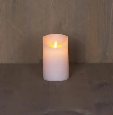 Anna's Collection LED kaars flame effect rustiek 7.5x12.5cm wit 1 stuks - afbeelding 1