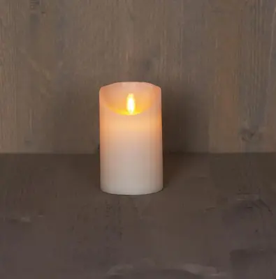 Anna's Collection LED kaars flame effect rustiek 7.5x12.5cm ivoor 1 stuks - afbeelding 1