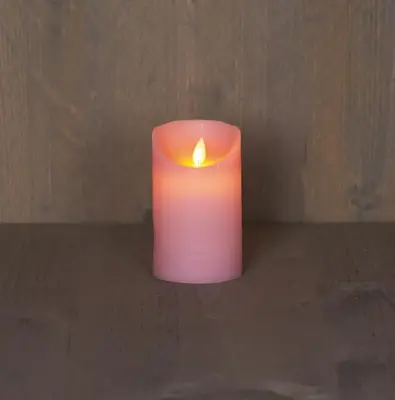 Anna's Collection LED kaars flame effect rustiek 7.5x12.5cm lichtroze 1 stuks - afbeelding 1