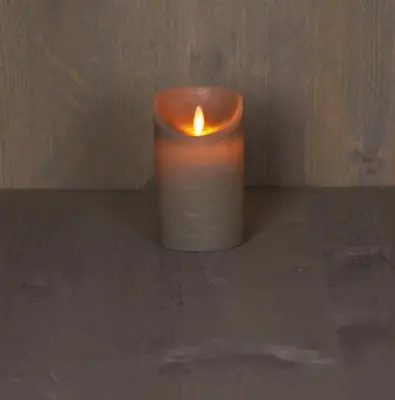 Anna's Collection LED kaars flame effect rustiek 7.5x12.5cm taupe 1 stuks - afbeelding 2