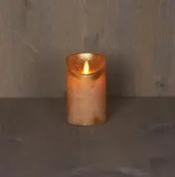 Anna's Collection LED kaars flame effect rustiek 7.5x12.5cm goud 1 stuks - afbeelding 1