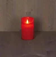 Anna's Collection LED kaars flame effect rustiek 7.5x12.5cm rood 1 stuks - afbeelding 1