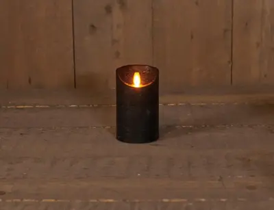 Anna's Collection LED kaars flame effect rustiek 7.5x12.5cm zwart 1 stuks - afbeelding 1