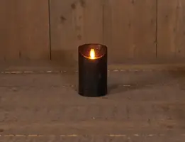 Anna's Collection LED kaars flame effect rustiek 7.5x12.5cm zwart 1 stuks - afbeelding 1