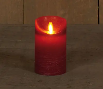 Anna's Collection LED kaars flame effect rustiek 7.5x12.5cm bordeaux 1 stuks - afbeelding 2