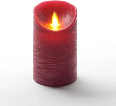 Anna's Collection LED kaars flame effect rustiek 7.5x12.5cm bordeaux 1 stuks - afbeelding 3