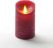 Anna's Collection LED kaars flame effect rustiek 7.5x12.5cm bordeaux 1 stuks - afbeelding 3