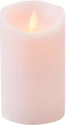 Anna's Collection LED kaars flame effect rustiek 7.5x12.5cm lichtroze 1 stuks - afbeelding 2