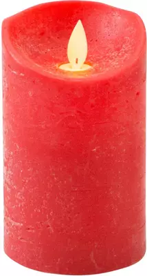 Anna's Collection LED kaars flame effect rustiek 7.5x12.5cm rood 1 stuks - afbeelding 1