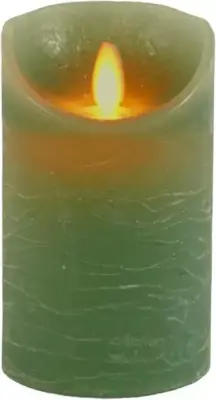 Anna's Collection LED kaars flame effect rustiek 7.5x12.5cm jade groen 1 stuks - afbeelding 3