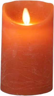Anna's Collection LED kaars flame effect rustiek 7.5x12.5cm oranje 1 stuks - afbeelding 1