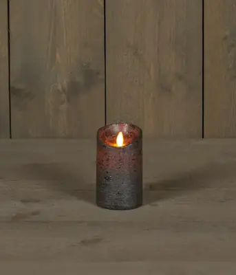 Anna's Collection LED kaars flame effect rustiek 7.5x12.5cm antraciet 1 stuks - afbeelding 1