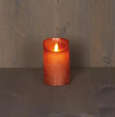 Anna's Collection LED kaars flame effect rustiek 7.5x12.5cm koper 1 stuks - afbeelding 1
