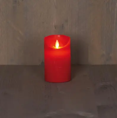 Anna's Collection LED kaars flame effect rustiek 7.5x12.5cm rood 1 stuks - afbeelding 1