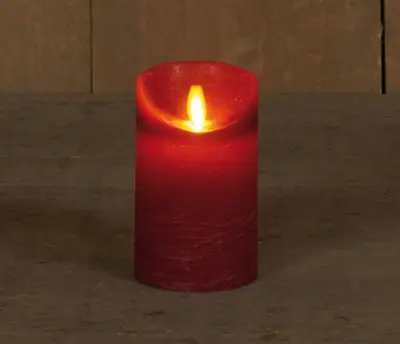 Anna's Collection LED kaars flame effect rustiek 7.5x12.5cm bordeaux 1 stuks - afbeelding 1
