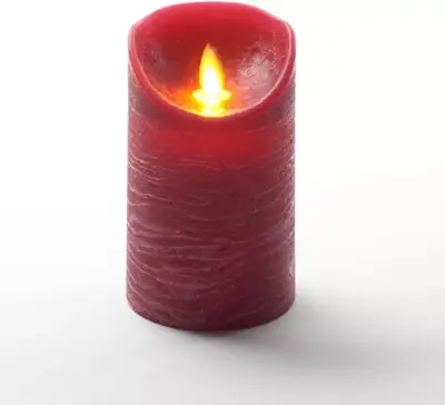 Anna's Collection LED kaars flame effect rustiek 7.5x12.5cm bordeaux 1 stuks - afbeelding 2