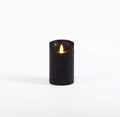Anna's Collection LED kaars flame effect rustiek 7.5x12.5cm zwart 1 stuks - afbeelding 1