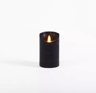 Anna's Collection LED kaars flame effect rustiek 7.5x12.5cm zwart 1 stuks - afbeelding 2