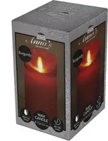 Anna's Collection LED kaars flame effect rustiek 7.5x12.5cm bordeaux 1 stuks - afbeelding 1