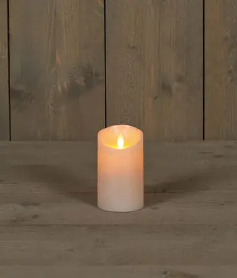 Anna's Collection LED kaars flame effect rustiek 7.5x12.5cm parel 1 stuks - afbeelding 1