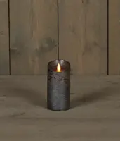 Anna's Collection LED kaars flame effect rustiek 7.5x15cm antraciet 1 stuks - afbeelding 1