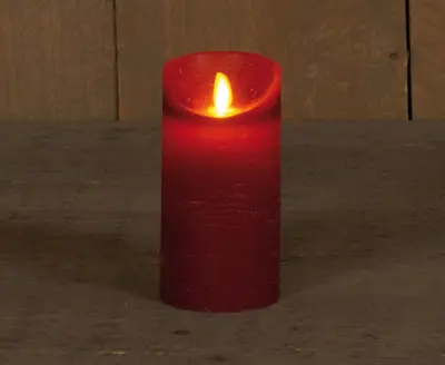 Anna's Collection LED kaars flame effect rustiek 7.5x15cm bordeaux 1 stuks - afbeelding 1