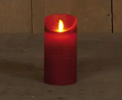 Anna's Collection LED kaars flame effect rustiek 7.5x15cm bordeaux 1 stuks - afbeelding 1