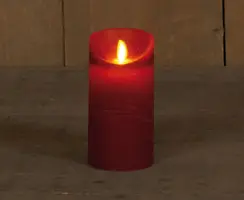 Anna's Collection LED kaars flame effect rustiek 7.5x15cm bordeaux 1 stuks - afbeelding 1