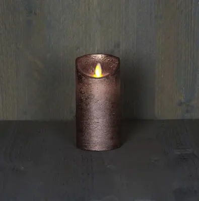 Anna's Collection LED kaars flame effect rustiek 7.5x15cm brons 1 stuks - afbeelding 3