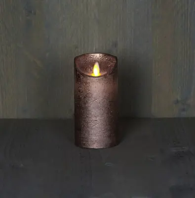 Anna's Collection LED kaars flame effect rustiek 7.5x15cm brons 1 stuks - afbeelding 2