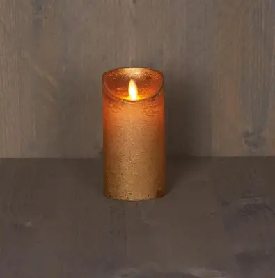 Anna's Collection LED kaars flame effect rustiek 7.5x15cm goud 1 stuks - afbeelding 1