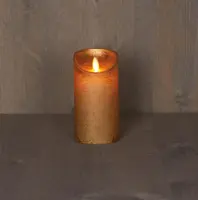 Anna's Collection LED kaars flame effect rustiek 7.5x15cm goud 1 stuks - afbeelding 1