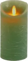 Anna's Collection LED kaars flame effect rustiek 7.5x15cm jade groen 1 stuks - afbeelding 2